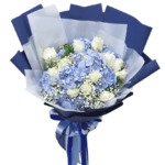 ช่อดอกไม้สดโทนสีฟ้า