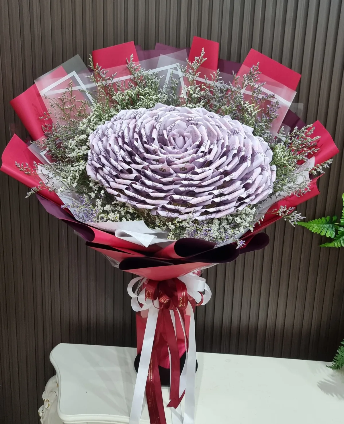 ช่อแบงค์500พับดอกช่อใหญ่ ช่อแบงค์พับดอกใหญ่