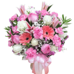 แจกันดอกไม้สดโทนสีชมพู